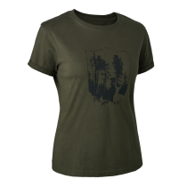 Deerhunter Ladies T-Shirt With Deerhunter Shield (UK 12) (BARK GREEN) (8389)