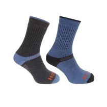 Hoggs Of Fife 1905 Tech-Active Sock (2 Pack) (Size UK 7-10) (CHARCOAL/DENIM) (1905/CD/2)