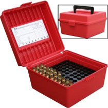 MTM 100 Round Deluxe Rifle Ammunition Box R-100 Red R-100-30